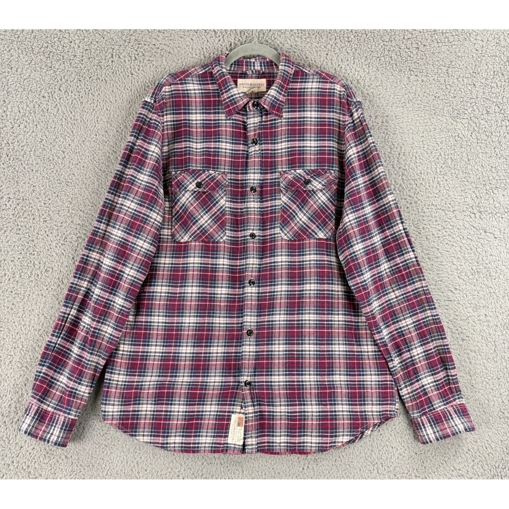 Denim & Supply Ralph Lauren Flannel Shirt Mens XL Red Plaid Long Sleeve Cotton